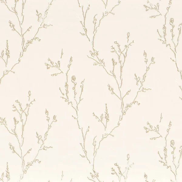Ilona Fabric - Nacre by neutral botanical embroideried fabric from Camengo