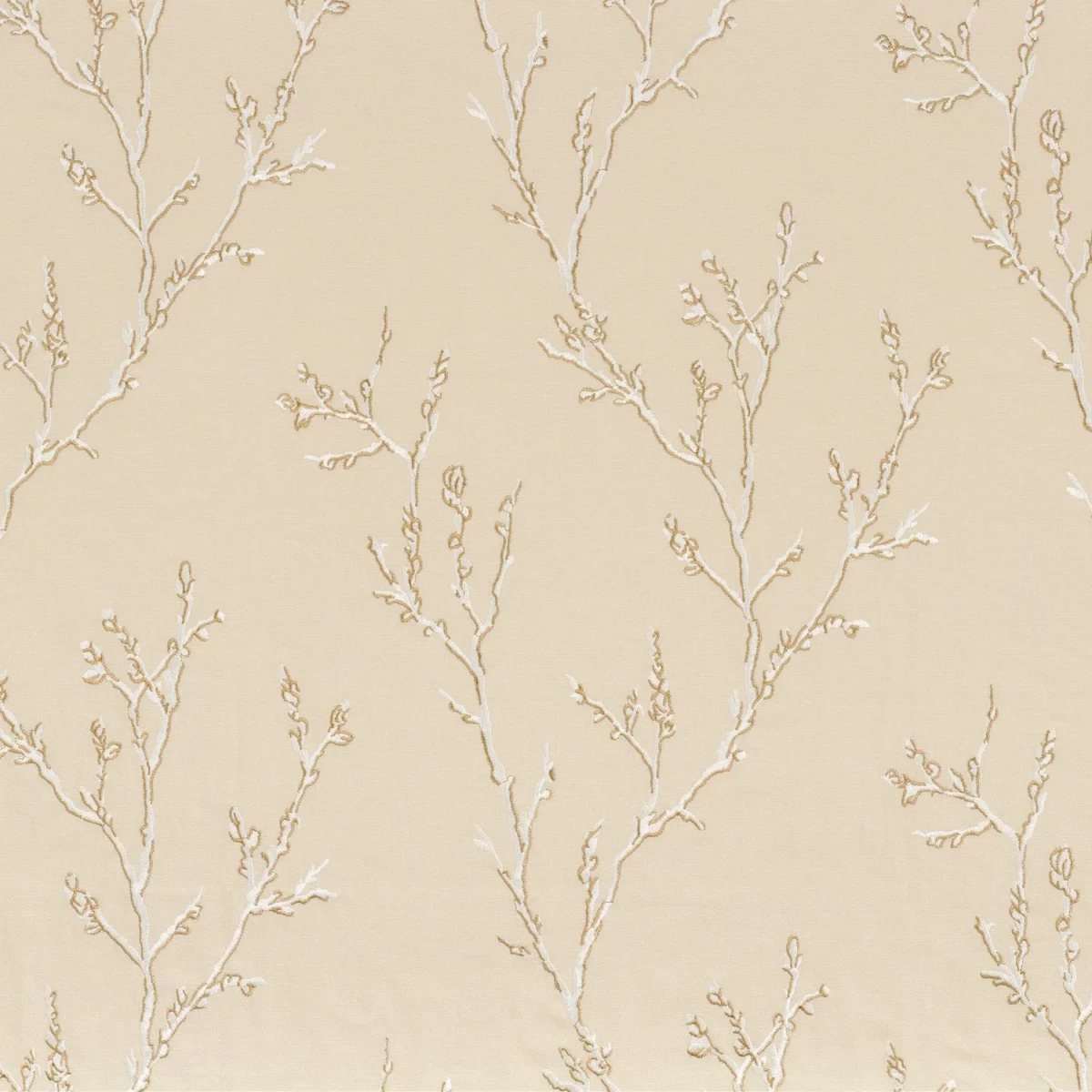 Ilona Fabric - Lin by neutral botanical embroideried fabric from Camengo