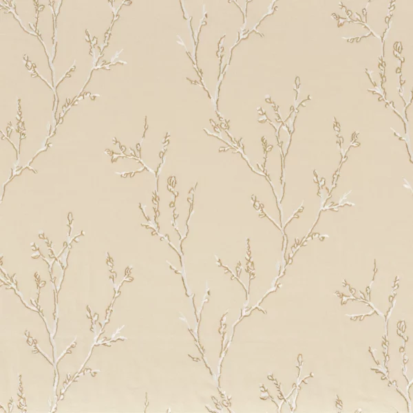 Ilona Fabric - Lin by neutral botanical embroideried fabric from Camengo
