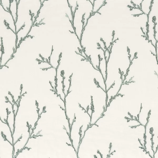 Ilona Fabric - Azur by blue botanical embroideried fabric from Camengo