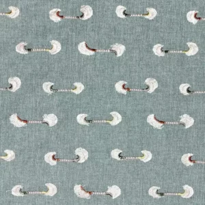 blue misc embroideried fabric from Fibre Naturelle