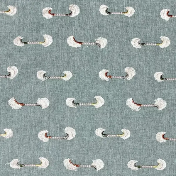Woodstock Fabric - Light Denim by blue misc embroideried fabric from Fibre Naturelle