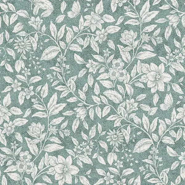 blue botanical printed fabric from Fibre Naturelle
