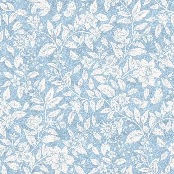 blue botanical printed fabric from Fibre Naturelle