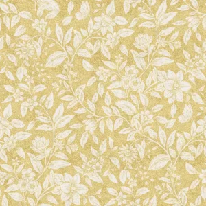 yellow botanical printed fabric from Fibre Naturelle