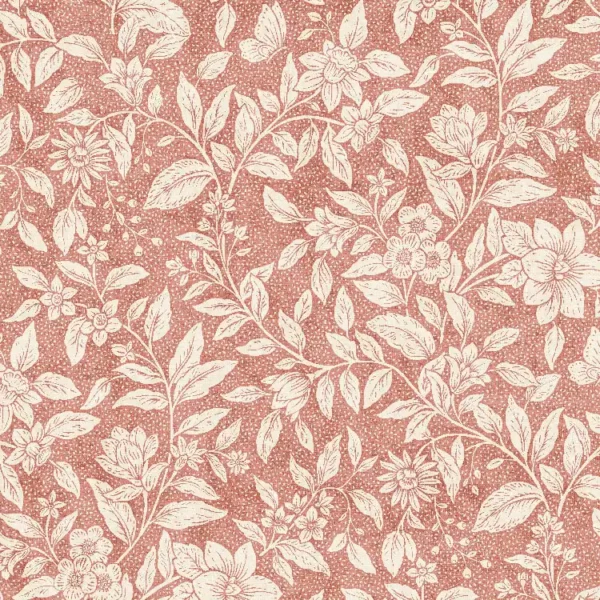 Burford Fabric - Coral by red botanical printed fabric from Fibre Naturelle