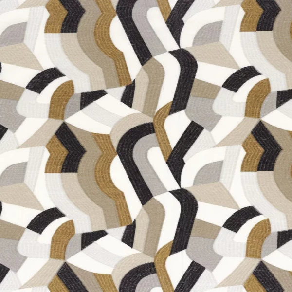 Ballerine Fabric - Carbone by brown retro embroideried fabric from Camengo