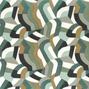 green retro embroideried fabric from Camengo