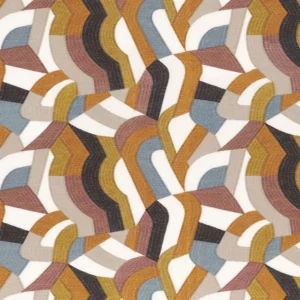 multicolour retro embroideried fabric from Camengo