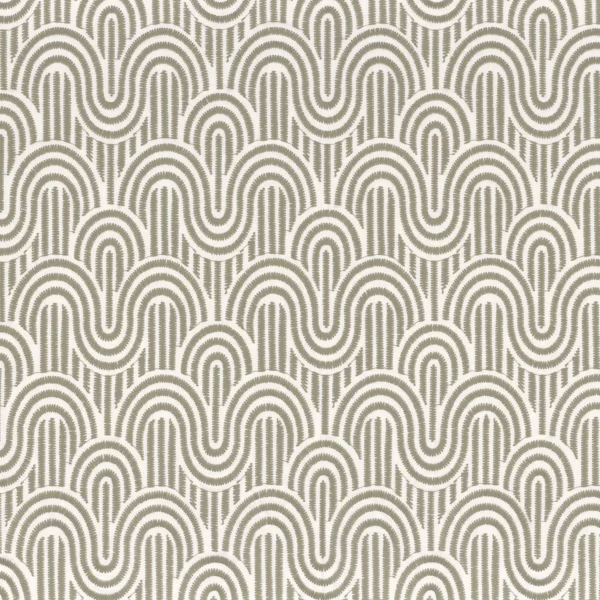 Adagio Fabric - Amande by black-grey retro embroideried fabric from Camengo