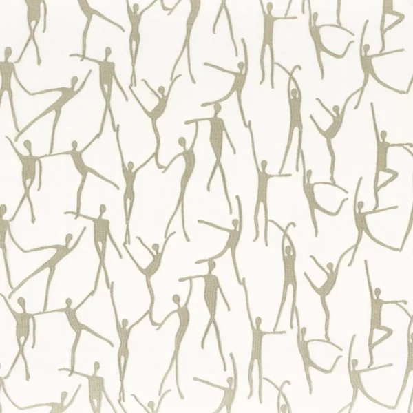 Choregraphie Fabric - Amande by white misc embroideried fabric from Camengo