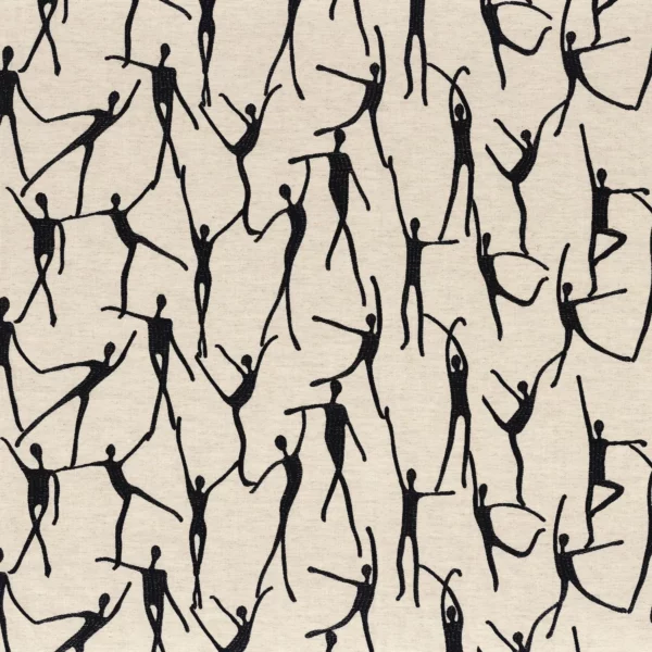 Choregraphie Fabric - Carbone by black-grey misc embroideried fabric from Camengo