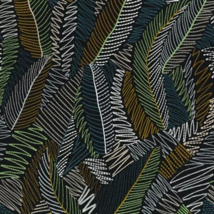 green contemporary embroideried fabric from Camengo