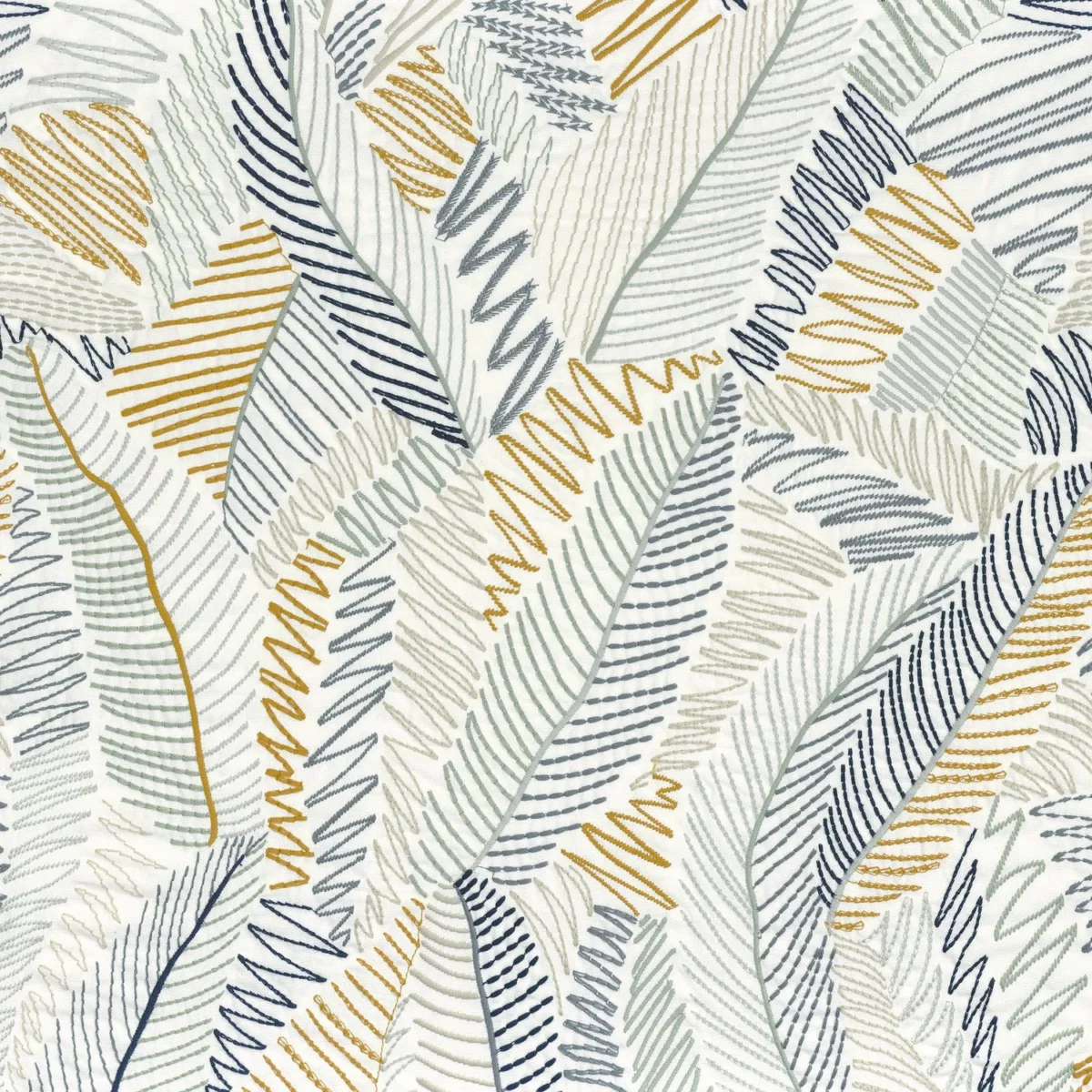 blue contemporary embroideried fabric from Camengo