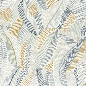 blue contemporary embroideried fabric from Camengo