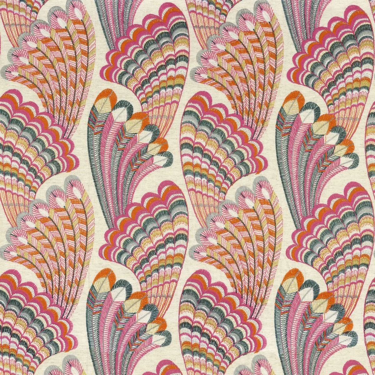 multicolour animal embroideried fabric from Camengo