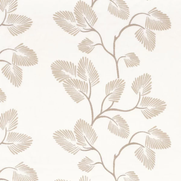 Cyme Fabric - Beige by neutral botanical embroideried fabric from Camengo