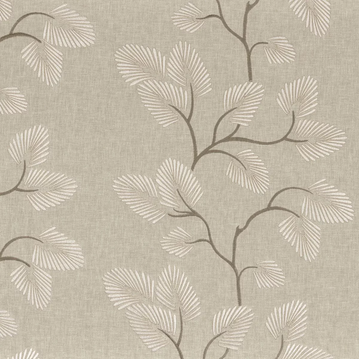 neutral botanical embroideried fabric from Camengo