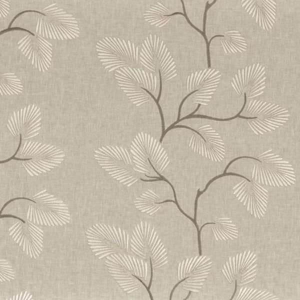 Cyme Fabric - Lin by neutral botanical embroideried fabric from Camengo
