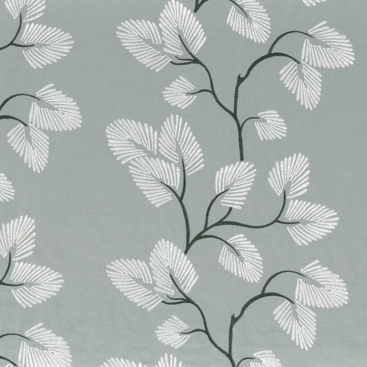 blue botanical embroideried fabric from Camengo