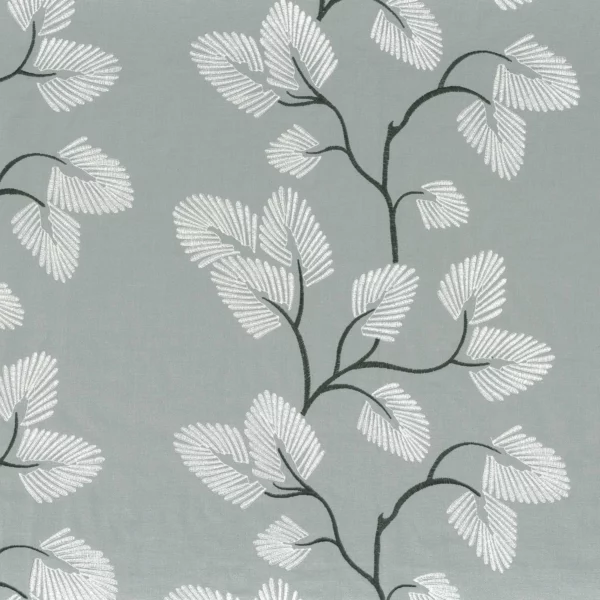 Cyme Fabric - Azur by blue botanical embroideried fabric from Camengo