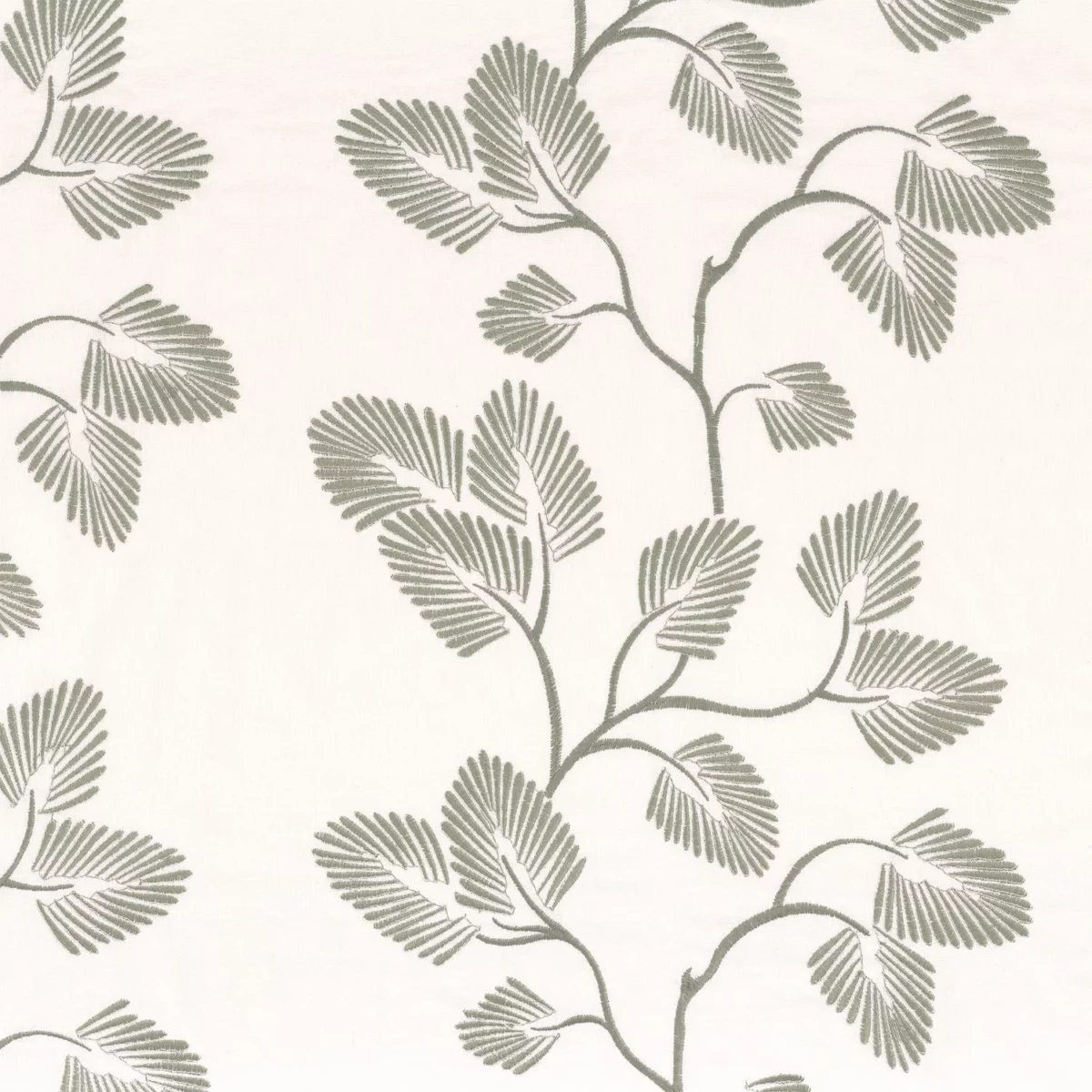 white botanical embroideried fabric from Camengo