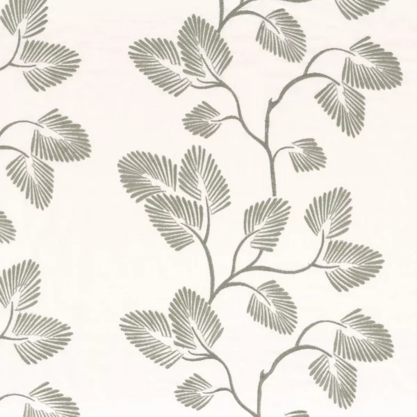 Cyme Fabric - Sauge by white botanical embroideried fabric from Camengo
