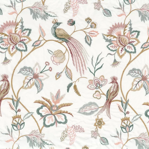 Essor Fabric - Poudre by multicolour animal embroideried fabric from Camengo