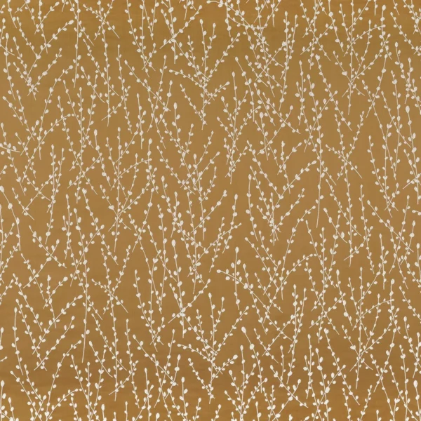 Brindille Fabric - Safran by yellow botanical jacquard fabric from Camengo
