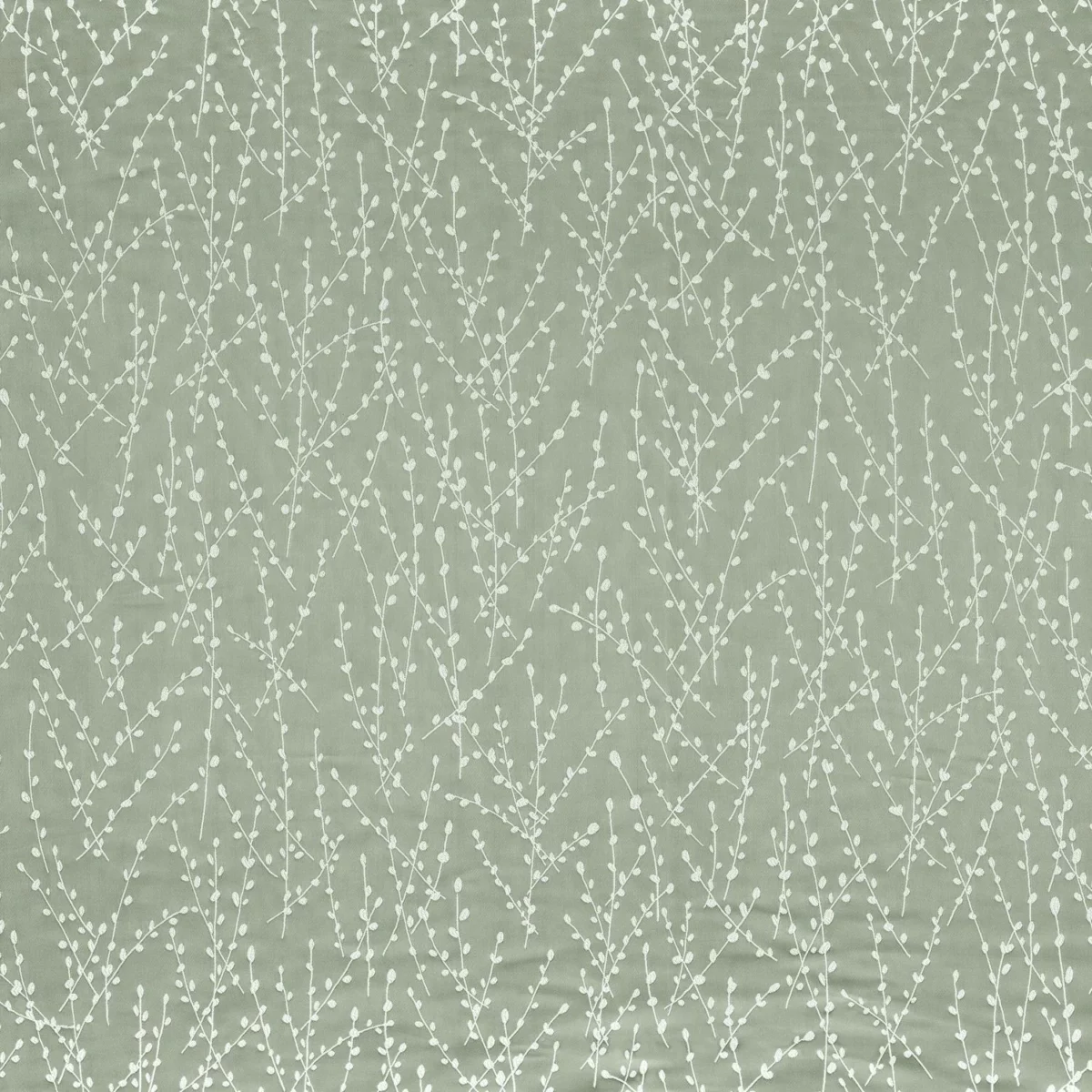 Brindille Fabric - Vert De Gris by green botanical jacquard fabric from Camengo
