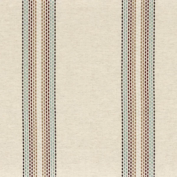 Lisere Fabric - Aubergine by blue striped embroideried fabric from Camengo