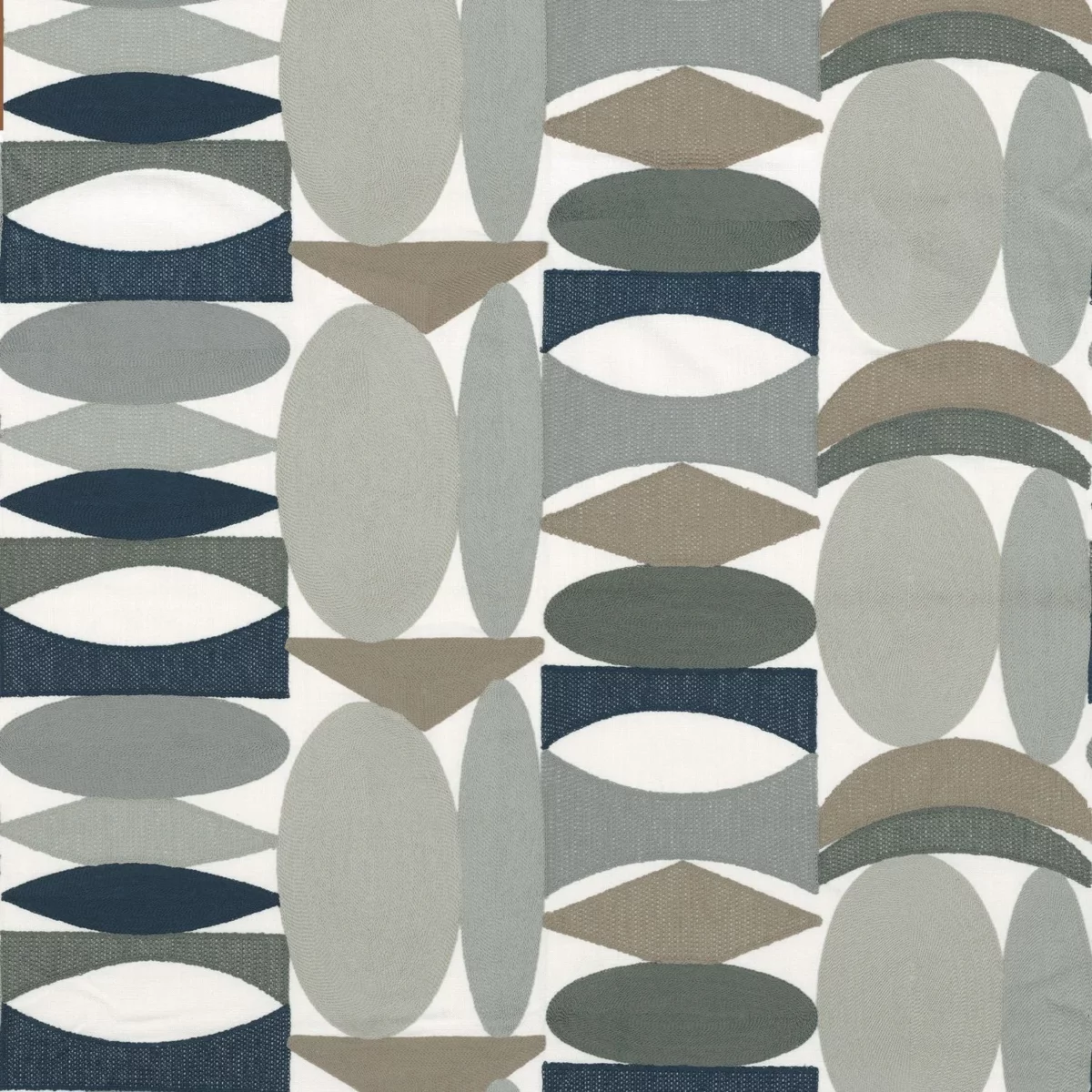 blue retro embroideried fabric from Camengo