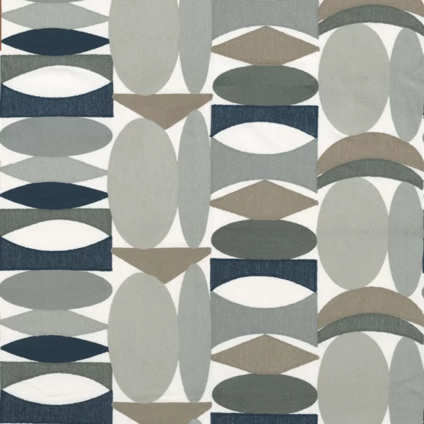 Leika Fabric - Hoizon by blue retro embroideried fabric from Camengo