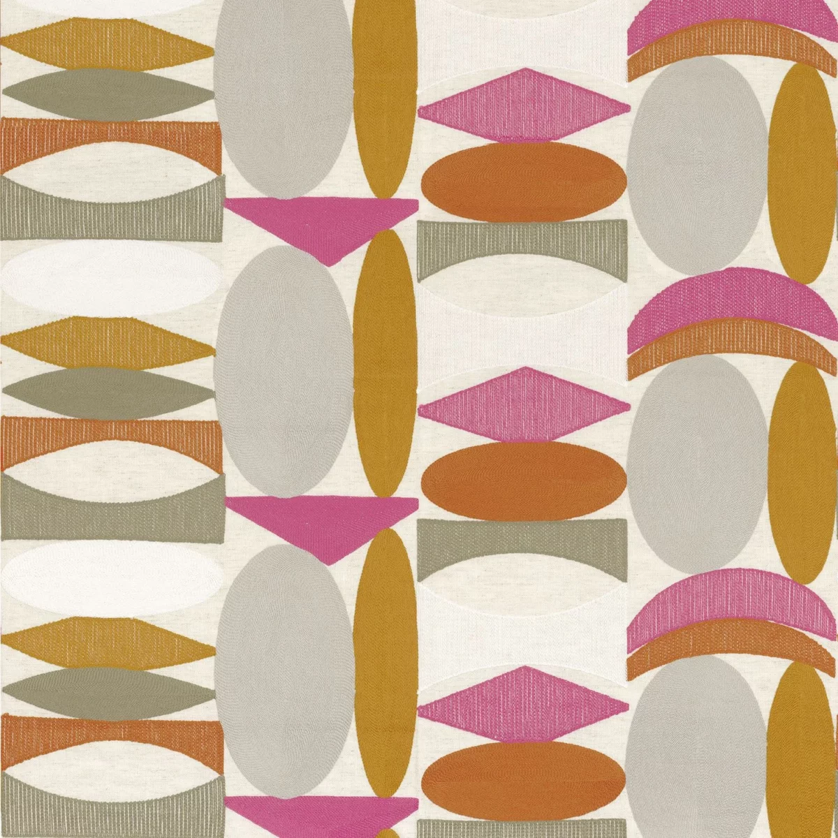 orange retro embroideried fabric from Camengo