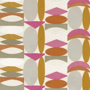 orange retro embroideried fabric from Camengo