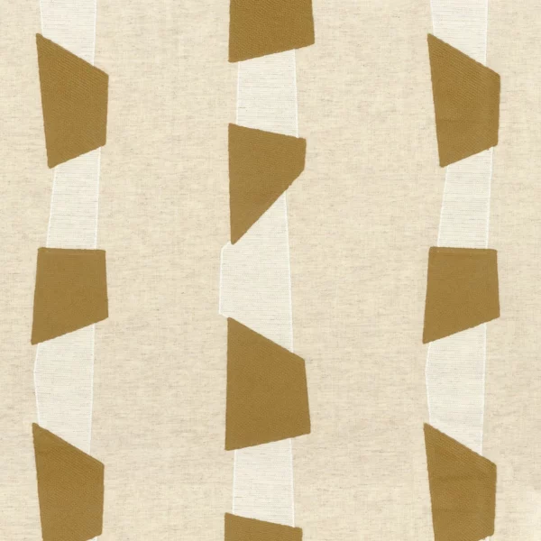 Lakota Fabric - Ocre by yellow striped embroideried fabric from Camengo