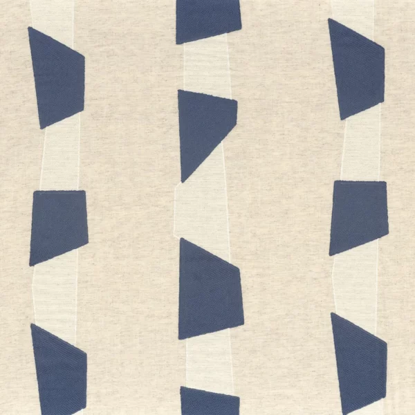 blue striped embroideried fabric from Camengo