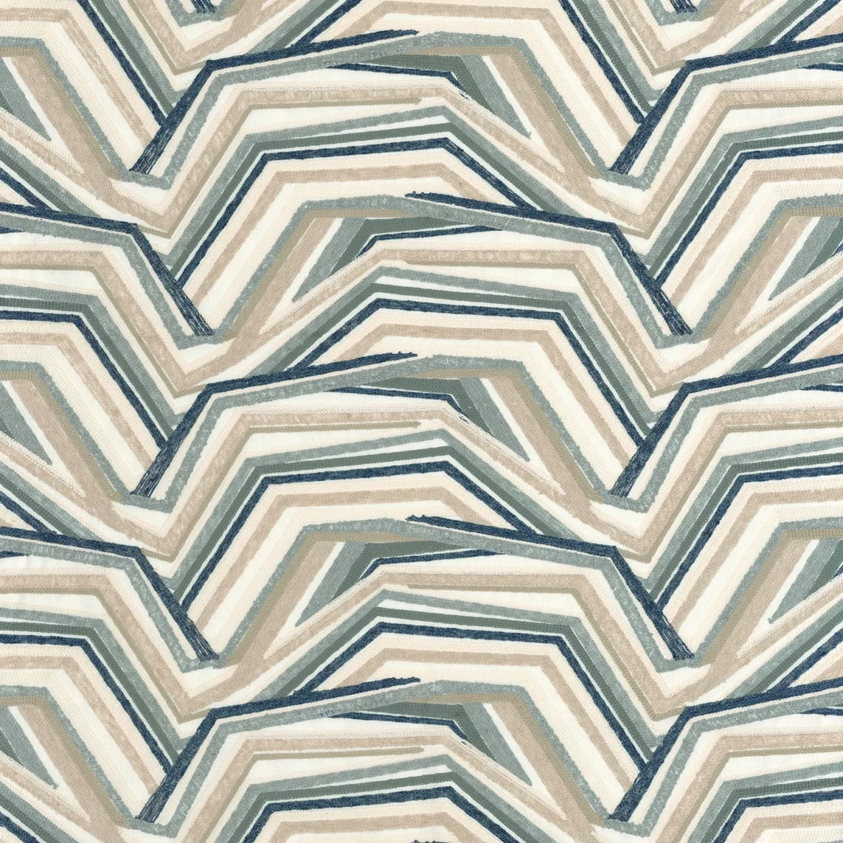 Wakan Fabric - Horizon by blue contemporary embroideried fabric from Camengo