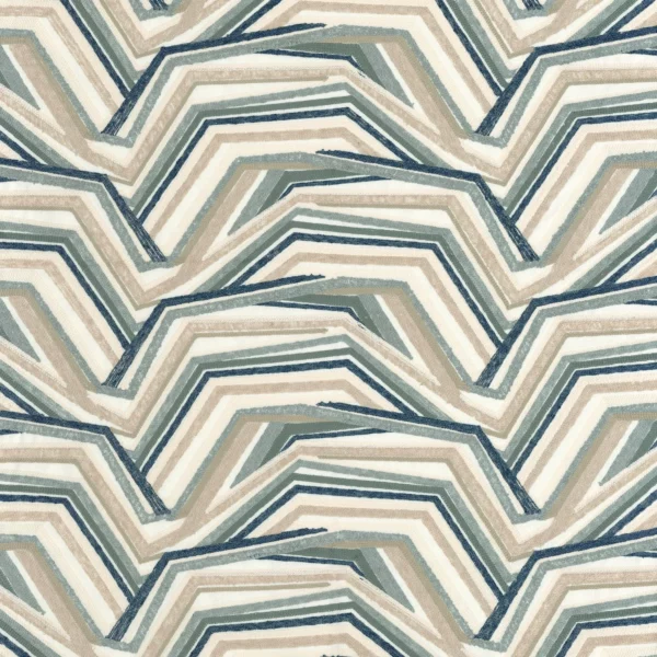Wakan Fabric - Horizon by blue contemporary embroideried fabric from Camengo