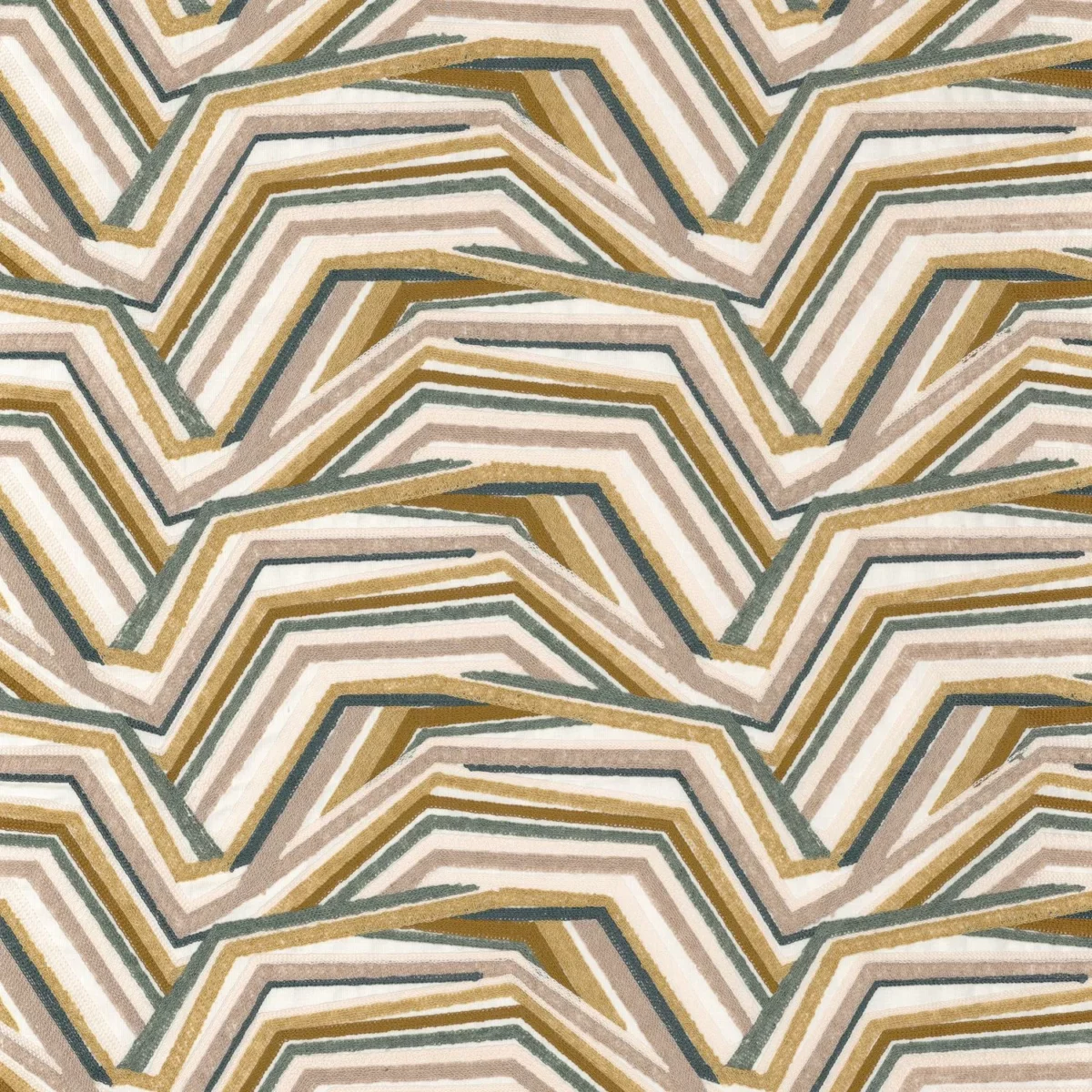 Wakan Fabric - Safran by yellow contemporary embroideried fabric from Camengo