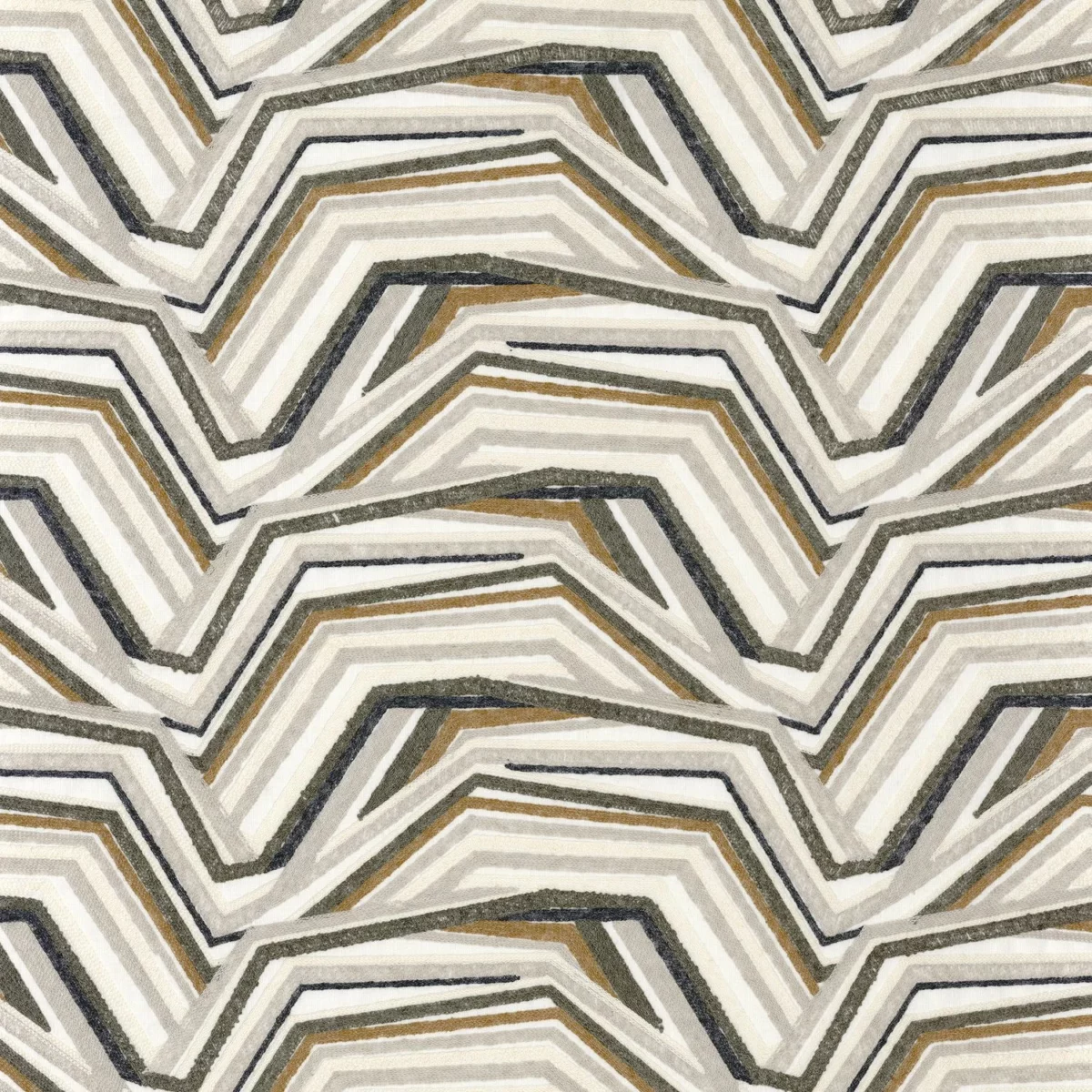Wakan Fabric - Bronze by brown contemporary embroideried fabric from Camengo