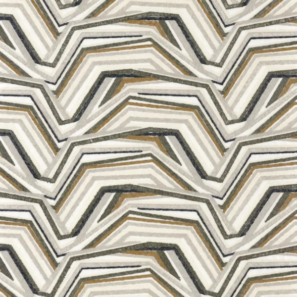 Wakan Fabric - Bronze by brown contemporary embroideried fabric from Camengo