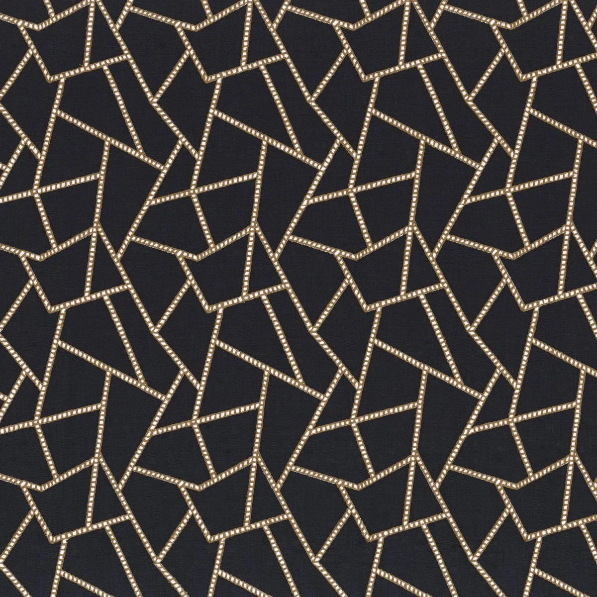 Anoki Fabric - Noir by black-grey geometric embroideried fabric from Camengo