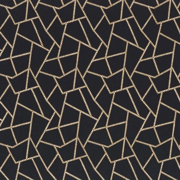 Anoki Fabric - Noir by black-grey geometric embroideried fabric from Camengo