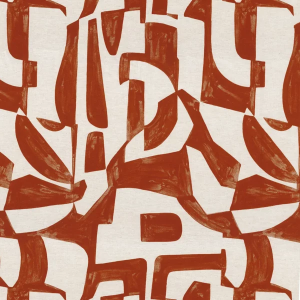 Miwok Fabric - Terracota by orange contemporary linen fabric from Camengo