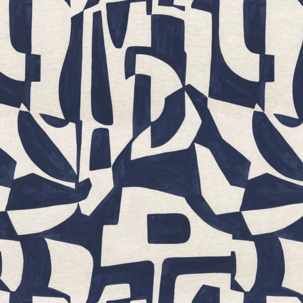 Miwok Fabric - Indigo by blue contemporary linen fabric from Camengo