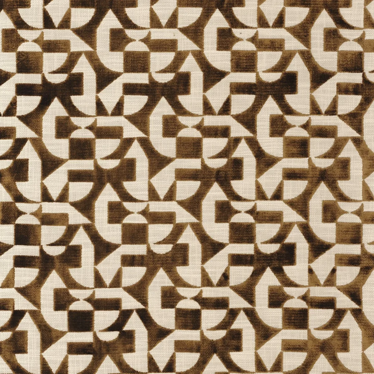 Lonato Fabric - Bronze by brown geometric cotton fabric from Camengo