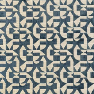 blue geometric cotton fabric from Camengo