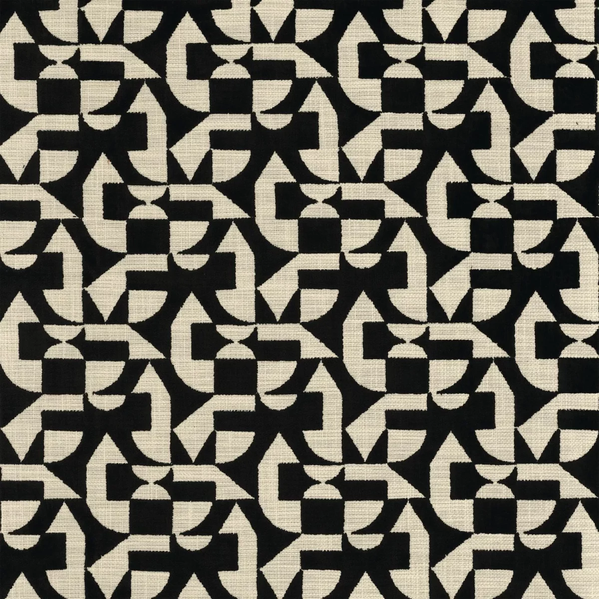 Lonato Fabric - Carbone by black-grey geometric cotton fabric from Camengo
