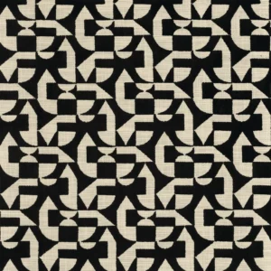 black-grey geometric cotton fabric from Camengo